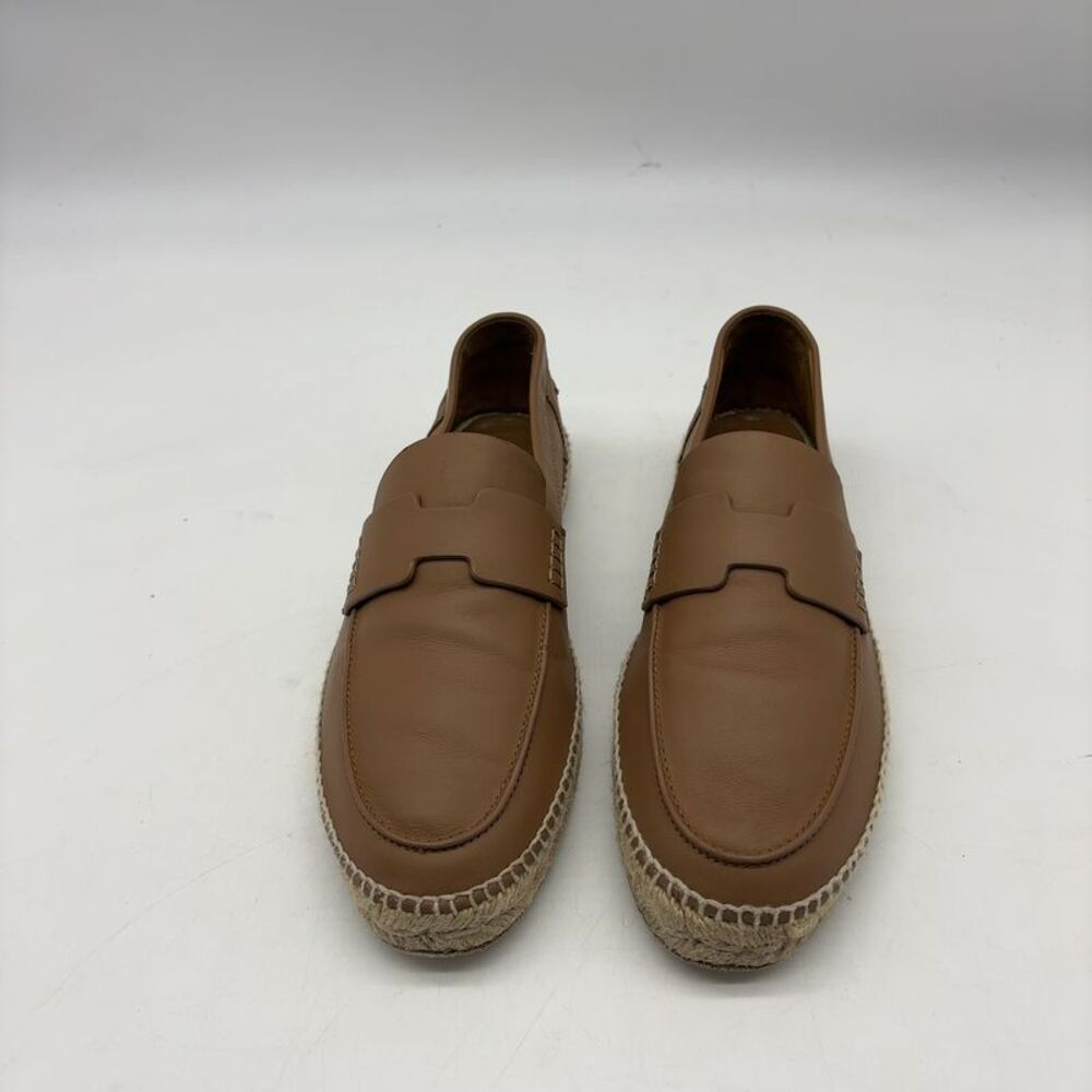 Hermes Brown Leather Espadrille Loafers